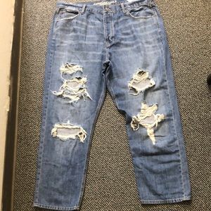 NWT American Eagle Vintage High Rise distressed lightweight button fly Sz 18 R